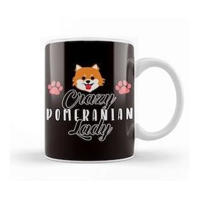 Baskı Dükkanı Crazy Pomeranian Lady Pommy Mommy German Spitz Puppy Pet Paw Kupa