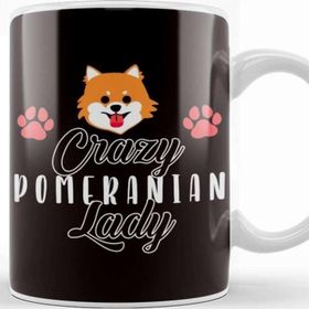 Baskı Dükkanı Crazy Pomeranian Lady Pommy Mommy German Spitz Puppy Pet Paw Kupa