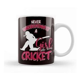 Baskı Dükkanı Cricket Girl Cricketer Bowler Pitch Ball Bat Game Kupa