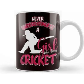 Baskı Dükkanı Cricket Girl Cricketer Bowler Pitch Ball Bat Game Kupa