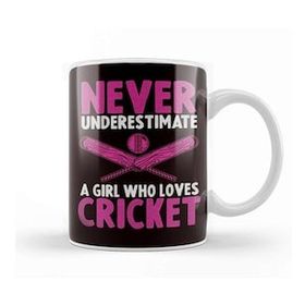 Baskı Dükkanı Cricket Girl Cricketer Bowler Pitch Ball Bat Game Kupa