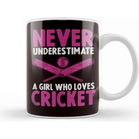 Baskı Dükkanı Cricket Girl Cricketer Bowler Pitch Ball Bat Game Kupa