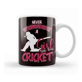 Baskı Dükkanı Cricket Girl Cricketer Bowler Pitch Ball Bat Game Kupa