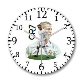 Baskı Dükkanı Cristiano Ronaldo CR7 Bombeli Gerçek Cam Duvar Saati