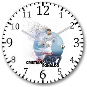 Baskı Dükkanı Cristiano Ronaldo CR7 Bombeli Gerçek Cam Duvar Saati