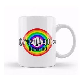 Baskı Dükkanı Cristiano Ronaldo Retro Rainbow Style Kupa