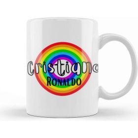 Baskı Dükkanı Cristiano Ronaldo Retro Rainbow Style Kupa