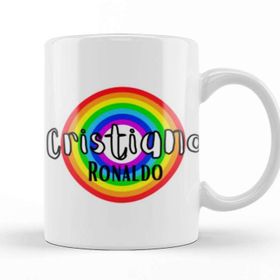 Baskı Dükkanı Cristiano Ronaldo Retro Rainbow Style Kupa