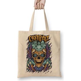 Baskı Dükkanı Criticalz Skull Tribal Bez Çanta