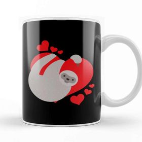 Baskı Dükkanı Cute & Adorable Valentines Day Sloth Hugging Heart Kupa Bardak