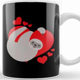 Baskı Dükkanı Cute & Adorable Valentines Day Sloth Hugging Heart Kupa Bardak