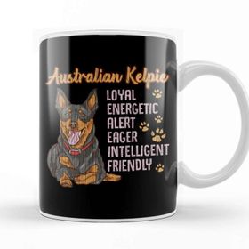 Baskı Dükkanı Cute Australian Kelpie Loyal Friendly Dog Distressed Kupa