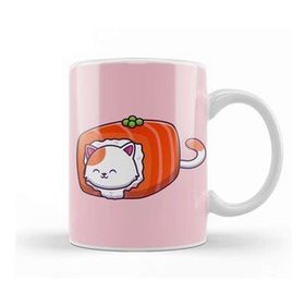 Baskı Dükkanı Cute Cat On Sushi Salmon Cartoon 01 Kupa