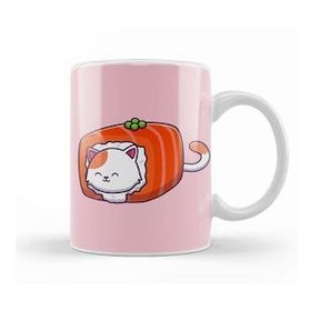 Baskı Dükkanı Cute Cat On Sushi Salmon Cartoon 01 Kupa