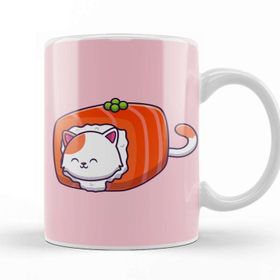 Baskı Dükkanı Cute Cat On Sushi Salmon Cartoon 01 Kupa