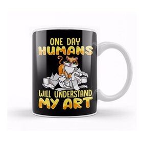 Baskı Dükkanı Cute Cat One Day Humans Will Understand My Art Kupa Bardak