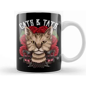 Baskı Dükkanı Cute Cats Tats Inked Funny Tattoo Obsessed Kupa