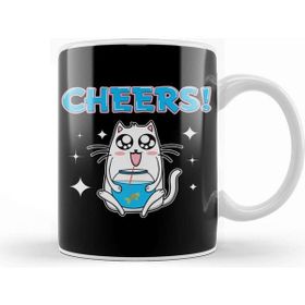Baskı Dükkanı Cute Cheers Cat Drinking Fishbowl Beer Drinker Kupa