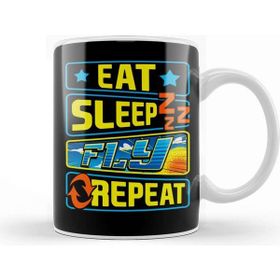 Baskı Dükkanı Cute Eat Sleep Fly Repeat Airplane Pilot Aviation Kupa