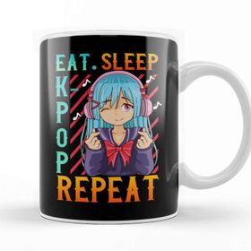 Baskı Dükkanı Cute Eat Sleep K Pop Repeat Kawaii Anime Girl Kpop Kupa