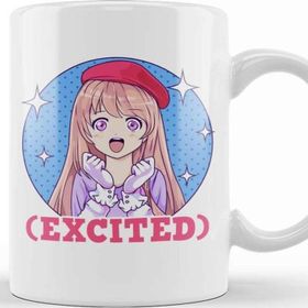 Baskı Dükkanı Cute Excited Anime Girl Funny Excited Face Kupa