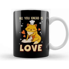 Baskı Dükkanı Cute & Funny All You Knead Is Love Cat Kneading Kupa Bardak