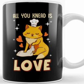 Baskı Dükkanı Cute & Funny All You Knead Is Love Cat Kneading Kupa Bardak