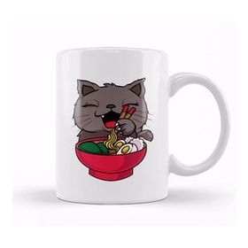 Baskı Dükkanı Cute & Funny Anime Kitty Ramen Kawaii Cat Kupa Bardak