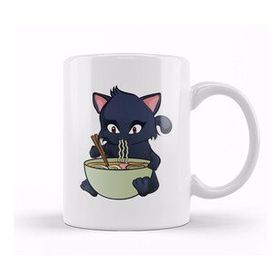Baskı Dükkanı Cute & Funny Anime Kitty Ramen Kawaii Cat Kupa Bardak