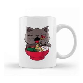 Baskı Dükkanı Cute & Funny Anime Kitty Ramen Kawaii Cat Kupa Bardak