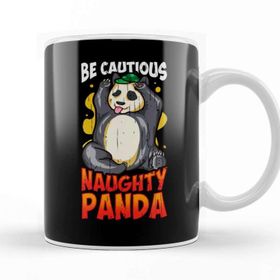 Baskı Dükkanı Cute & Funny Be Cautious Naughty Panda Baby Bear Kupa Bardak
