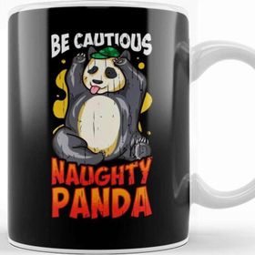 Baskı Dükkanı Cute & Funny Be Cautious Naughty Panda Baby Bear Kupa Bardak
