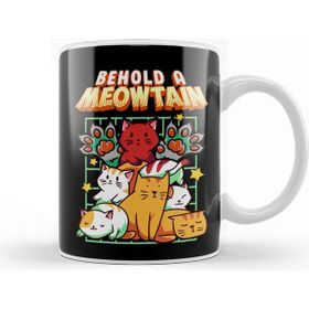 Baskı Dükkanı Cute & Funny Behold A Meowtain Cat Mountain Kitty Kupa Bardak
