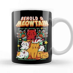 Baskı Dükkanı Cute & Funny Behold A Meowtain Cat Mountain Kitty Kupa Bardak