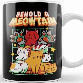 Baskı Dükkanı Cute & Funny Behold A Meowtain Cat Mountain Kitty Kupa Bardak