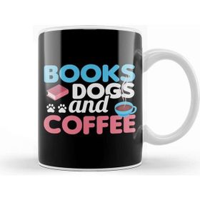 Baskı Dükkanı Cute & Funny Books Dogs And Coffee Bookworm Kupa Bardak
