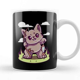 Baskı Dükkanı Cute & Funny Cat Fishing Kupa Bardak