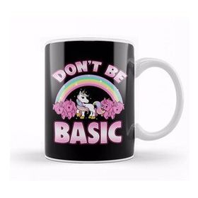 Baskı Dükkanı Cute & Funny Don't Be Basic Unicorn Rainbow Kupa Bardak
