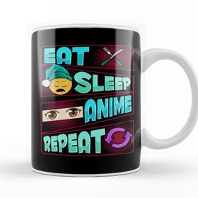 Baskı Dükkanı Cute & Funny Eat Sleep Anime Repeat Anime Lover Kupa Bardak