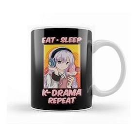 Baskı Dükkanı Cute & Funny Eat Sleep K Drama Repeat Korean K Pop Kupa Bardak