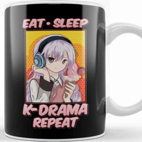 Baskı Dükkanı Cute & Funny Eat Sleep K Drama Repeat Korean K Pop Kupa Bardak