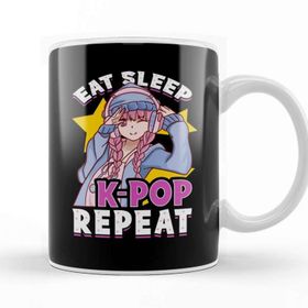 Baskı Dükkanı Cute & Funny Eat Sleep K Pop Repeat Korean Music Kupa Bardak