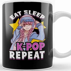 Baskı Dükkanı Cute & Funny Eat Sleep K Pop Repeat Korean Music Kupa Bardak