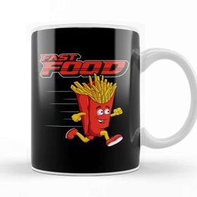 Baskı Dükkanı Cute & Funny Fast Food Running French Fries Punny Kupa Bardak