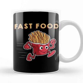 Baskı Dükkanı Cute & Funny Fast Food Running French Fries Punny Kupa Bardak