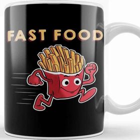Baskı Dükkanı Cute & Funny Fast Food Running French Fries Punny Kupa Bardak