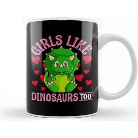 Baskı Dükkanı Cute & Funny Girls Like Dinosaurs Too Paleontology Kupa Bardak