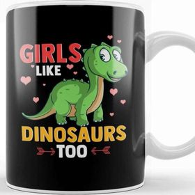 Baskı Dükkanı Cute & Funny Girls Like Dinosaurs Too Paleontology Kupa Bardak