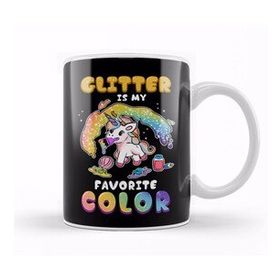Baskı Dükkanı Cute & Funny Glitter Is My Favorite Color Unicorn Kupa Bardak