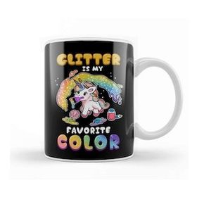 Baskı Dükkanı Cute & Funny Glitter Is My Favorite Color Unicorn Kupa Bardak